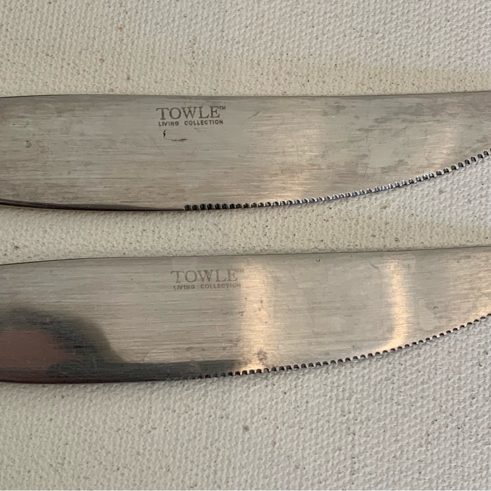 TOWLE Stainless Steel 9" Dinner Knives & 6.25" Spoon Wavy Handle Living CALYPSO - Picture 5 of 8